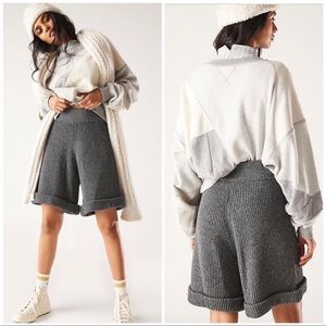 New Free People Pacha Rib Shorts Cracked Black Pepper (Gray) sz L
